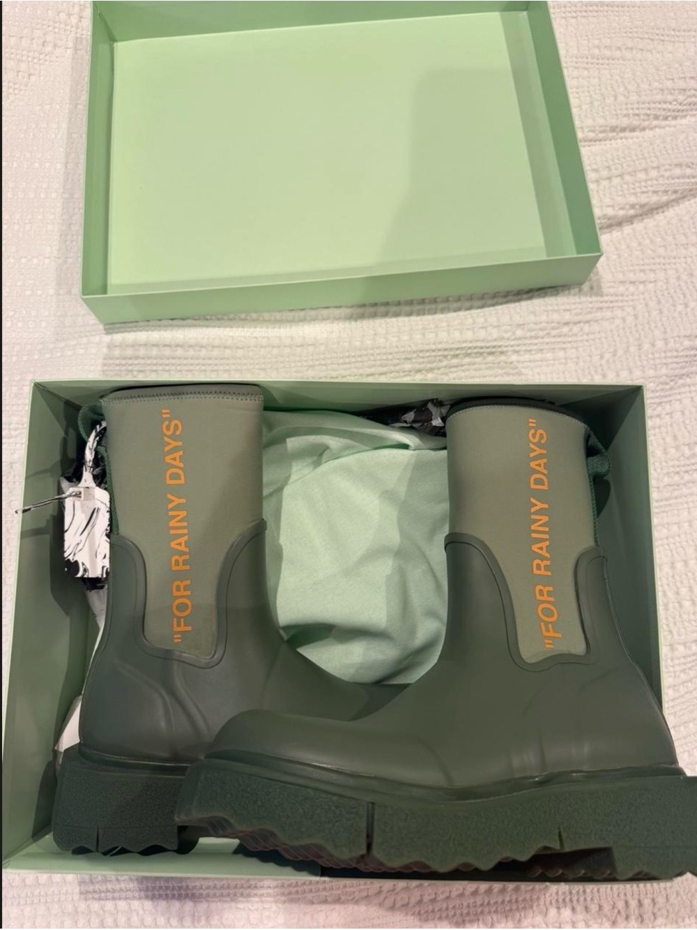OFF-WHITE Olive Green Rainboots - Picture 3 of 4